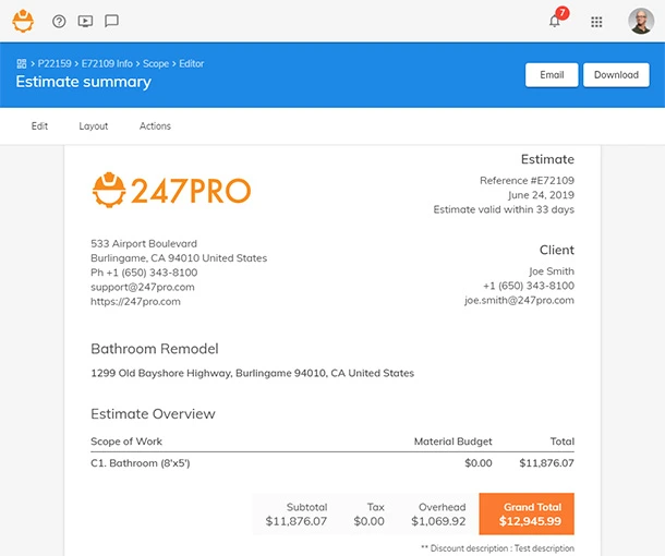 Estimator Software screenshot